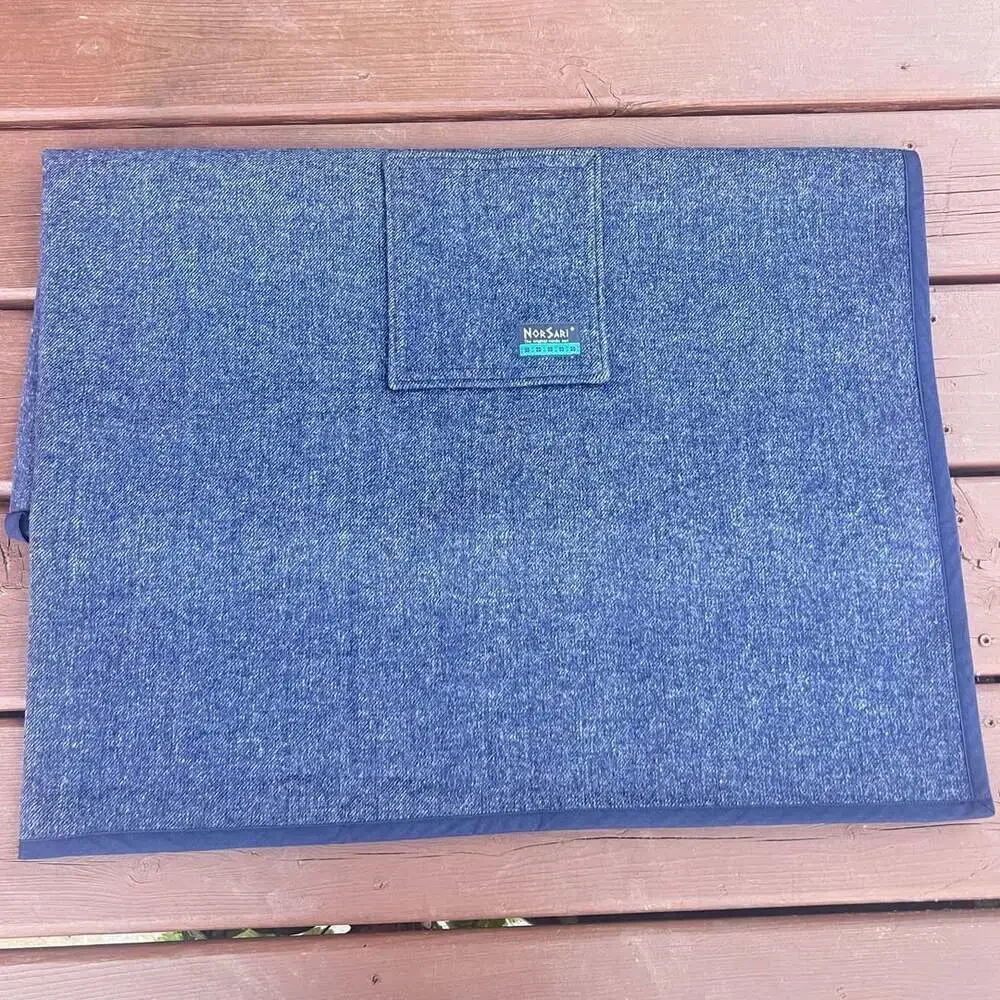 Norsari Nordic Sari Size Small Indigo Herringbone Wool Acrylic Wearable Blanket
